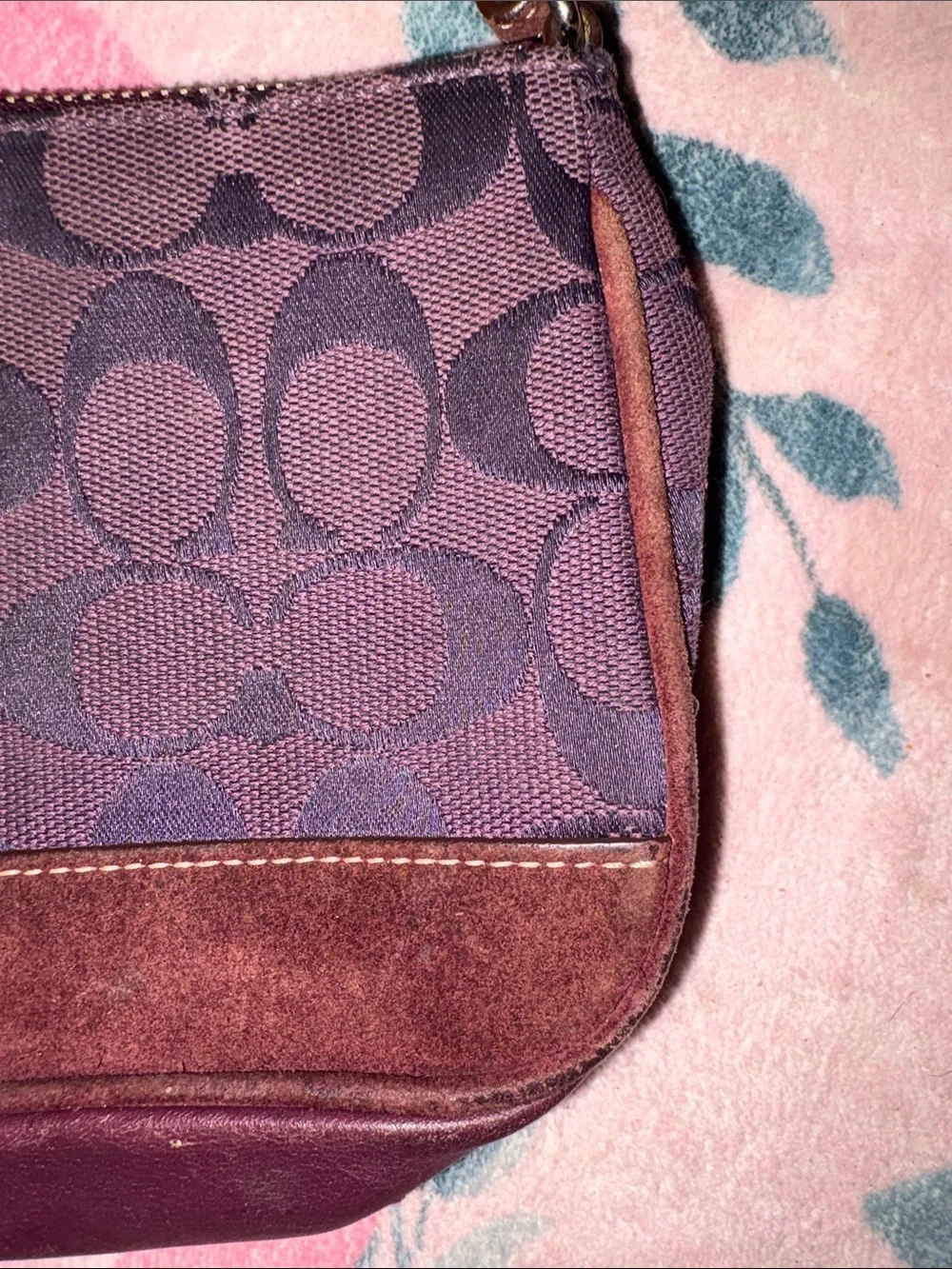 Coach Purple and Brown Signature Shoulder Bag - Picture 6 of 8